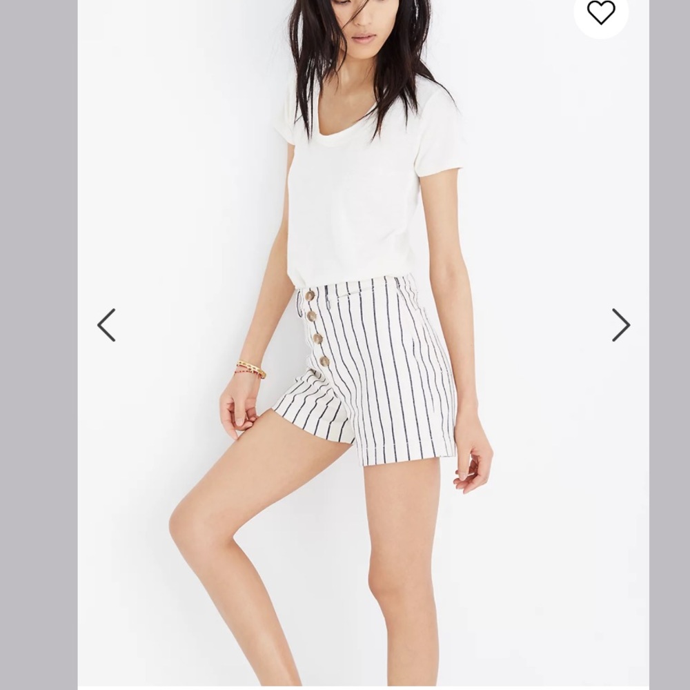Madewell high Rise Emmett Button-Front Stripe Shorts Size 30